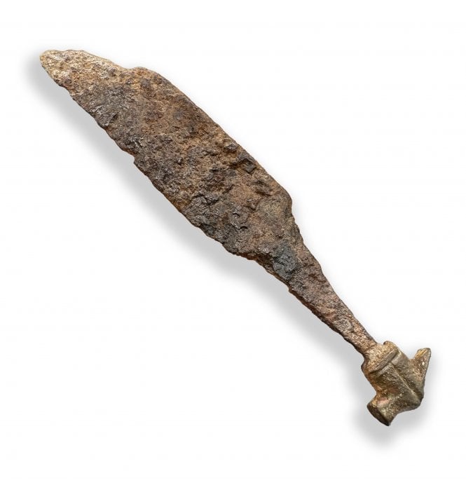 Ex. R.D.A. Smith Collection - British 118mm Tudor Age Iron Knife with Cooper Alloy Animal Head Pommel (SKU ANT385)