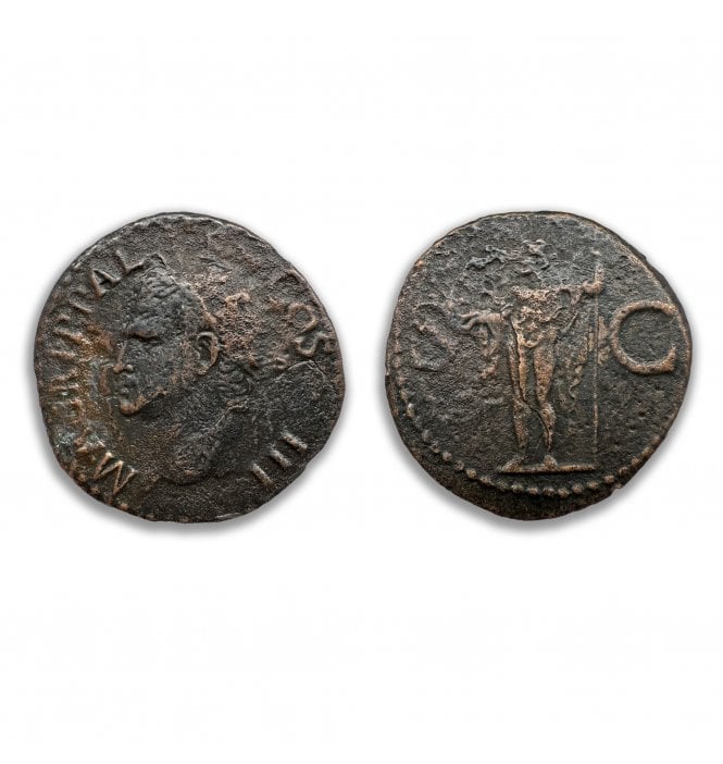 Genuine Bronze AE AS Roman Coin:- M Agippa LF COS III (SKU COIN211)