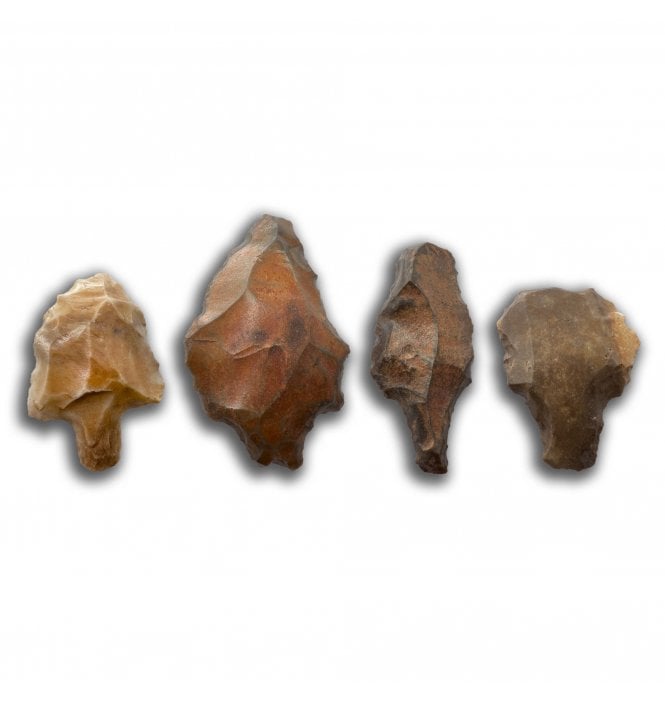 Set of 4 Upper Palaeolithic (Aterian) Spearheads found Morocco, North Africa:- Palaeolithic Spearhead (SKU Tool-176)