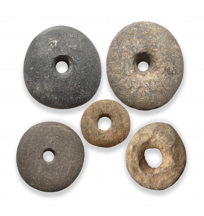 Set of 5 Neolithic Tenerean Culture Chert Weights Found Sahara Desert, Niger, North Africa:- 5 Neolithic Chert Weights (SKU Tool-229)