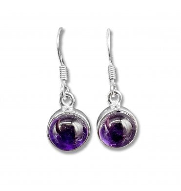 Sterling Silver Amethyst Drop Earrings (SKU GEMS-046)