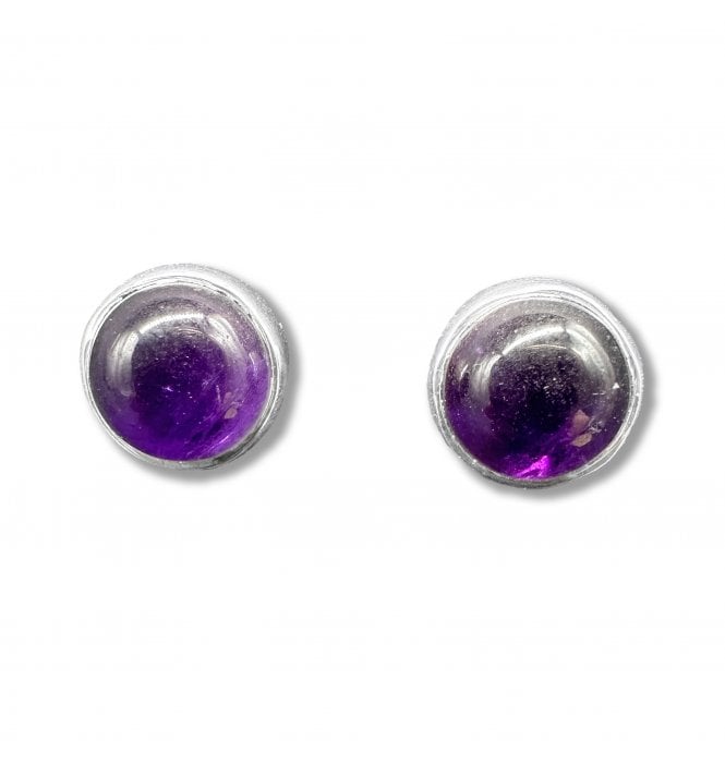 Sterling Silver Amethyst Stud Earrings (SKU GEMS-041)