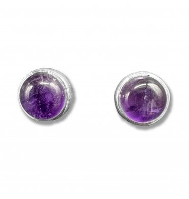 Sterling Silver Amethyst Stud Earrings (SKU GEMS-042)