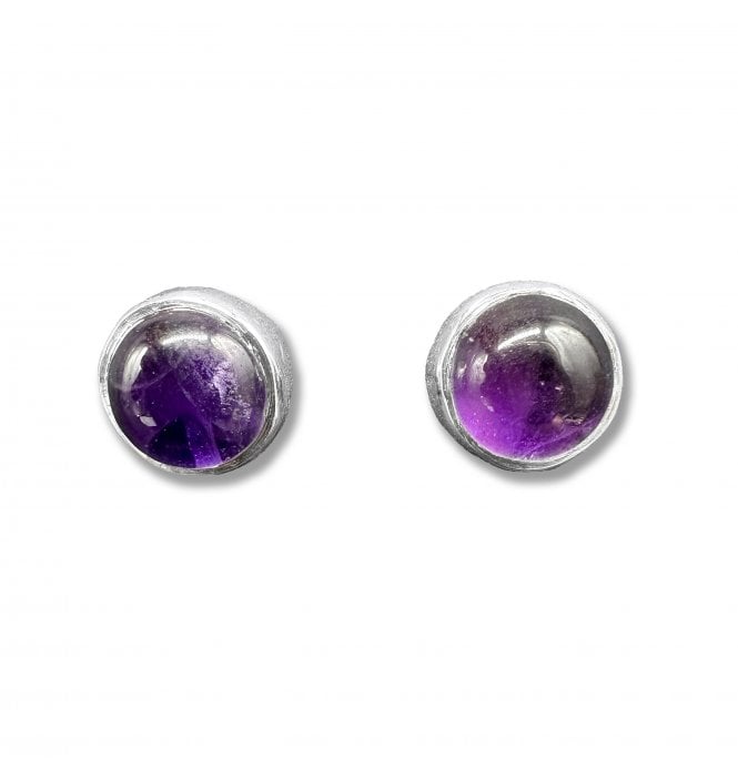 Sterling Silver Amethyst Stud Earrings (SKU GEMS-043)