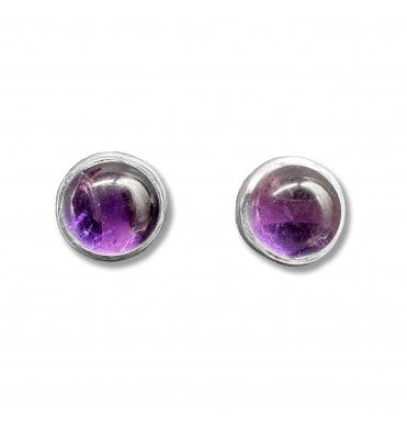 Sterling Silver Amethyst Stud Earrings (SKU GEMS-044)