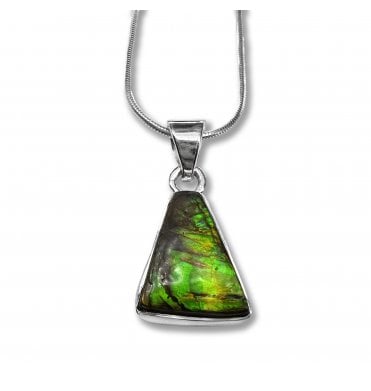 Sterling Silver Ammolite Pendant Necklace (SKU FOSSJ-112)
