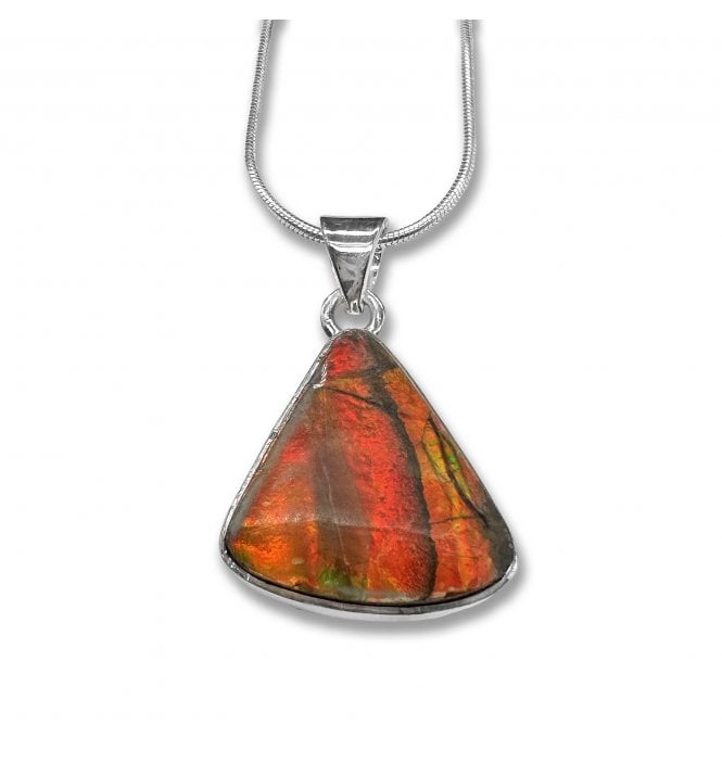 Sterling Silver Ammolite Pendant Necklace (SKU FOSSJ-114)