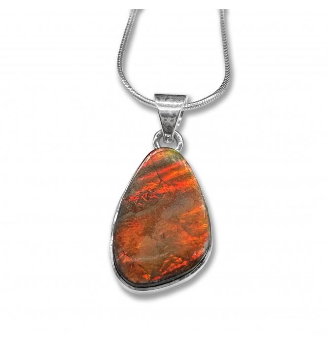 Sterling Silver Ammolite Pendant Necklace (SKU FOSSJ-115)