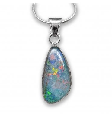 Sterling Silver Australian Opal Pendant Necklace (SKU GEMS-119)