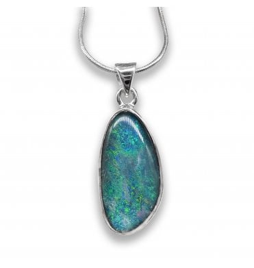 Sterling Silver Australian Opal Pendant Necklace (SKU GEMS-120)