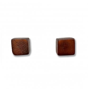 Sterling Silver Baltic Amber Cube Stud Earrings (SKU Amber-211)
