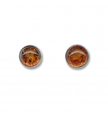 Sterling Silver Baltic Amber Stud Earrings (SKU Amber-196)
