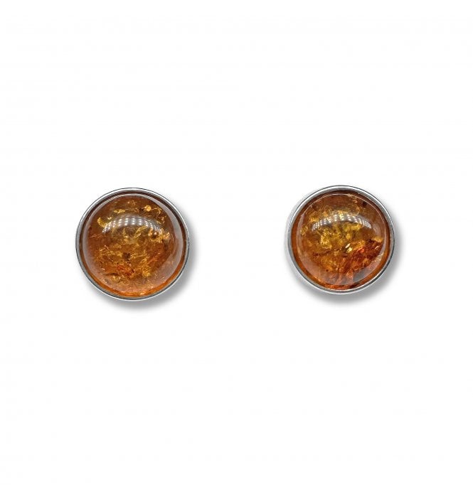Sterling Silver Baltic Amber Stud Earrings (SKU Amber-202)