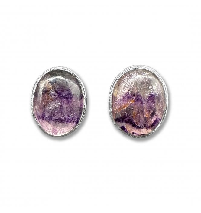 Sterling Silver Blue John Stud Earrings (SKU GEMS-055)
