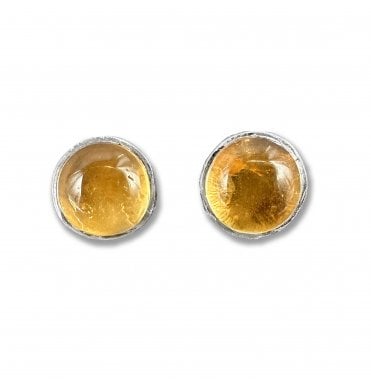 Sterling Silver Citrine Stud Earrings (SKU GEMS-049)