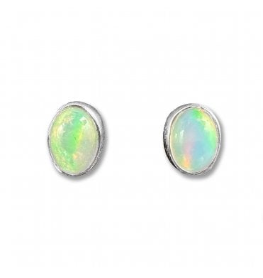 Sterling Silver Ethiopian Opal Stud Earrings (SKU GEMS-077)