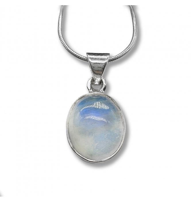 Sterling Silver Moonstone Pendant Necklace (SKU GEMS-106)