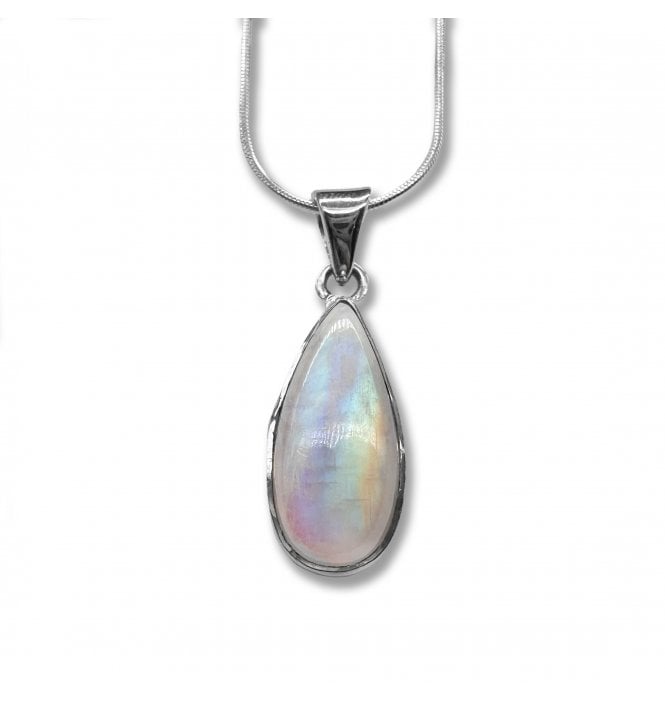 Sterling Silver Moonstone Pendant Necklace (SKU GEMS-112)
