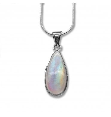 Sterling Silver Moonstone Pendant Necklace (SKU GEMS-112)