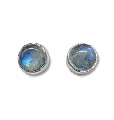 Sterling Silver Moonstone Stud Earrings (SKU GEMS-087)