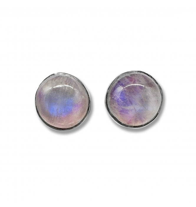 Sterling Silver Moonstone Stud Earrings (SKU GEMS-088)