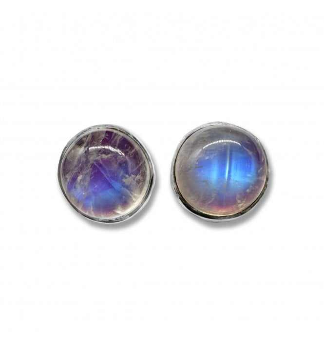 Sterling Silver Moonstone Stud Earrings (SKU GEMS-089)