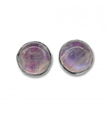 Sterling Silver Moonstone Stud Earrings (SKU GEMS-090)
