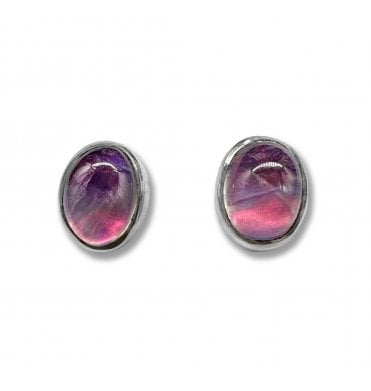 Sterling Silver Moonstone Stud Earrings (SKU GEMS-092)