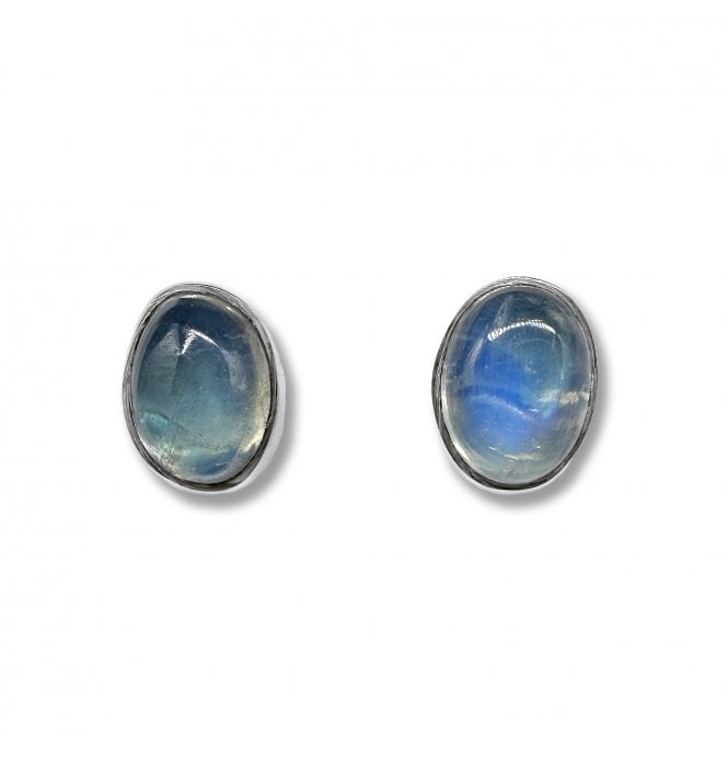 Sterling Silver Moonstone Stud Earrings (SKU GEMS-093)