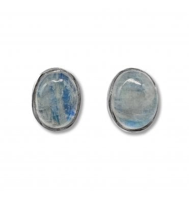 Sterling Silver Moonstone Stud Earrings (SKU GEMS-096)