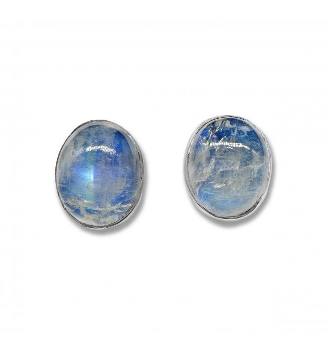 Sterling Silver Moonstone Stud Earrings (SKU GEMS-098)