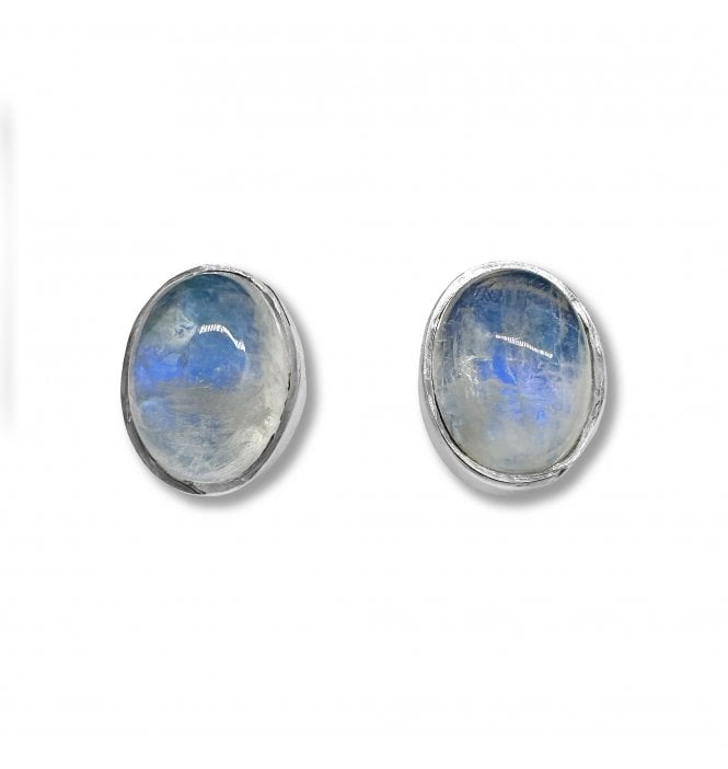 Sterling Silver Moonstone Stud Earrings (SKU GEMS-099)