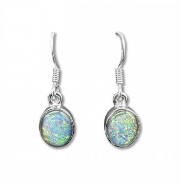 Sterling Silver Opal Drop Earrings (SKU GEMS-082)