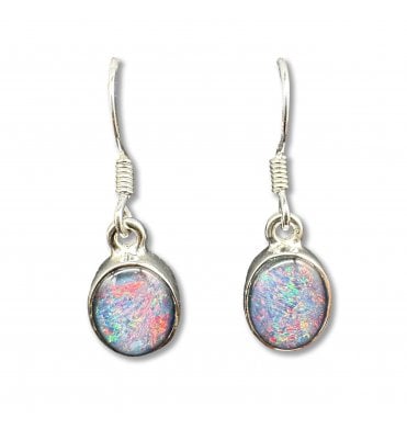 Sterling Silver Opal Drop Earrings (SKU GEMS-083)
