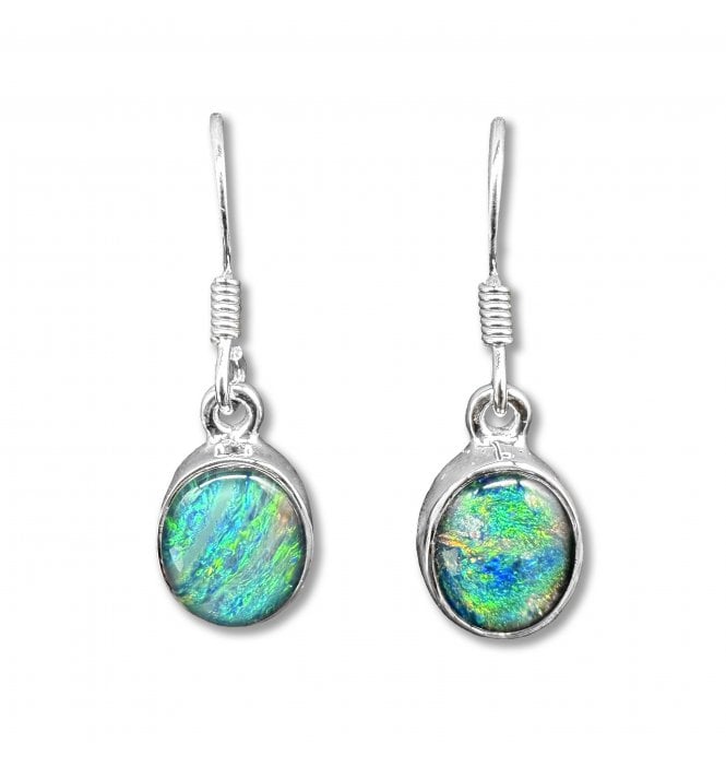 Sterling Silver Opal Drop Earrings (SKU GEMS-085)