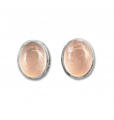 Sterling Silver Rose Quartz Stud Earrings (SKU GEMS-052)