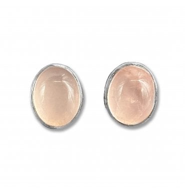 Sterling Silver Rose Quartz Stud Earrings (SKU GEMS-054)