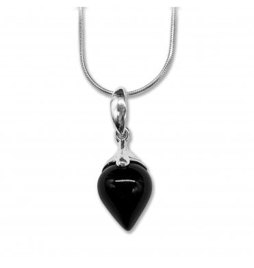 Sterling Silver Whitby Jet Pendant Necklace (SKU JET-086)