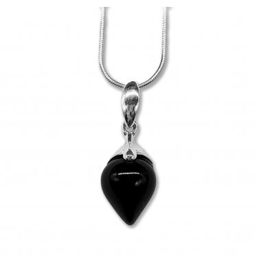 Sterling Silver Whitby Jet Pendant Necklace (SKU JET-087)