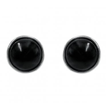 Sterling Silver Whitby Jet Round Stud Earrings (SKU JET-038)