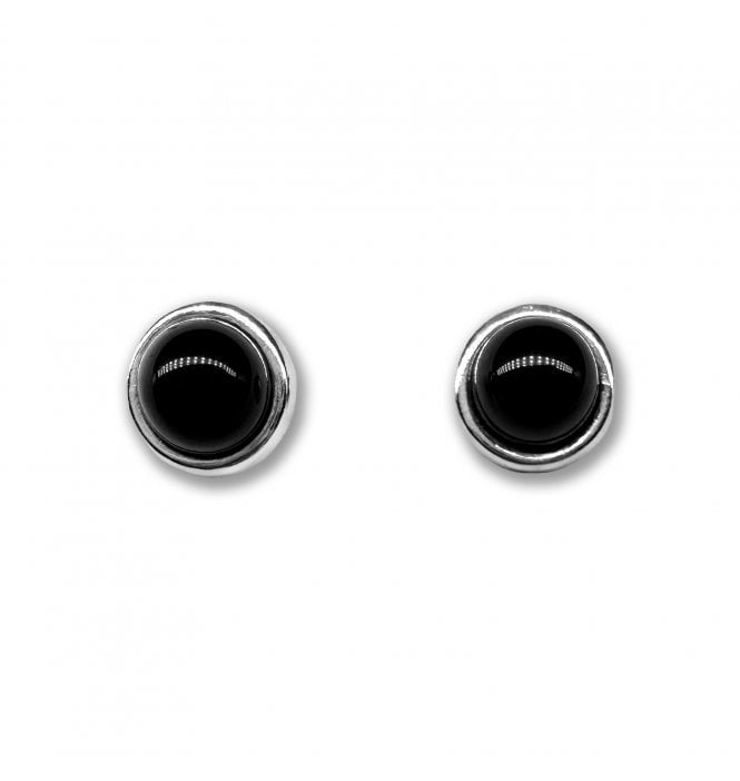 Sterling Silver Whitby Jet Stud Earrings (SKU JET-077)