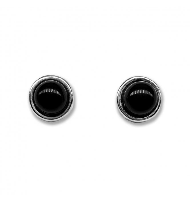 Sterling Silver Whitby Jet Stud Earrings (SKU JET-079)
