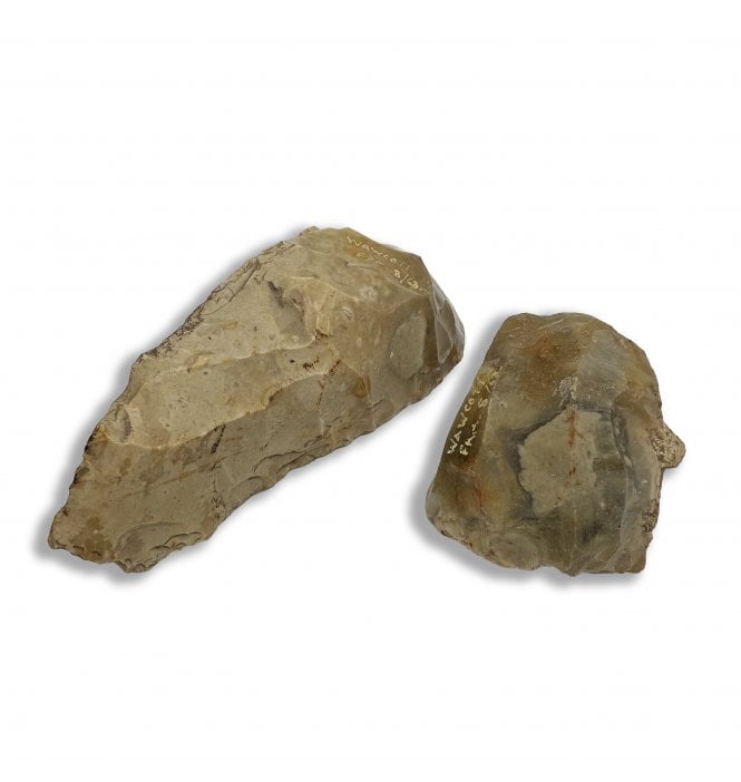 Very Fine British Mesolithic Flint Tranchet/Hand Axe and Core Stone from Wawcott, Berkshire, England (SKU TOOL202)