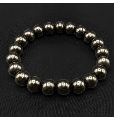 Whitby Jet 10 mm Elasticated Beaded Bracelet (SKU JET-069)